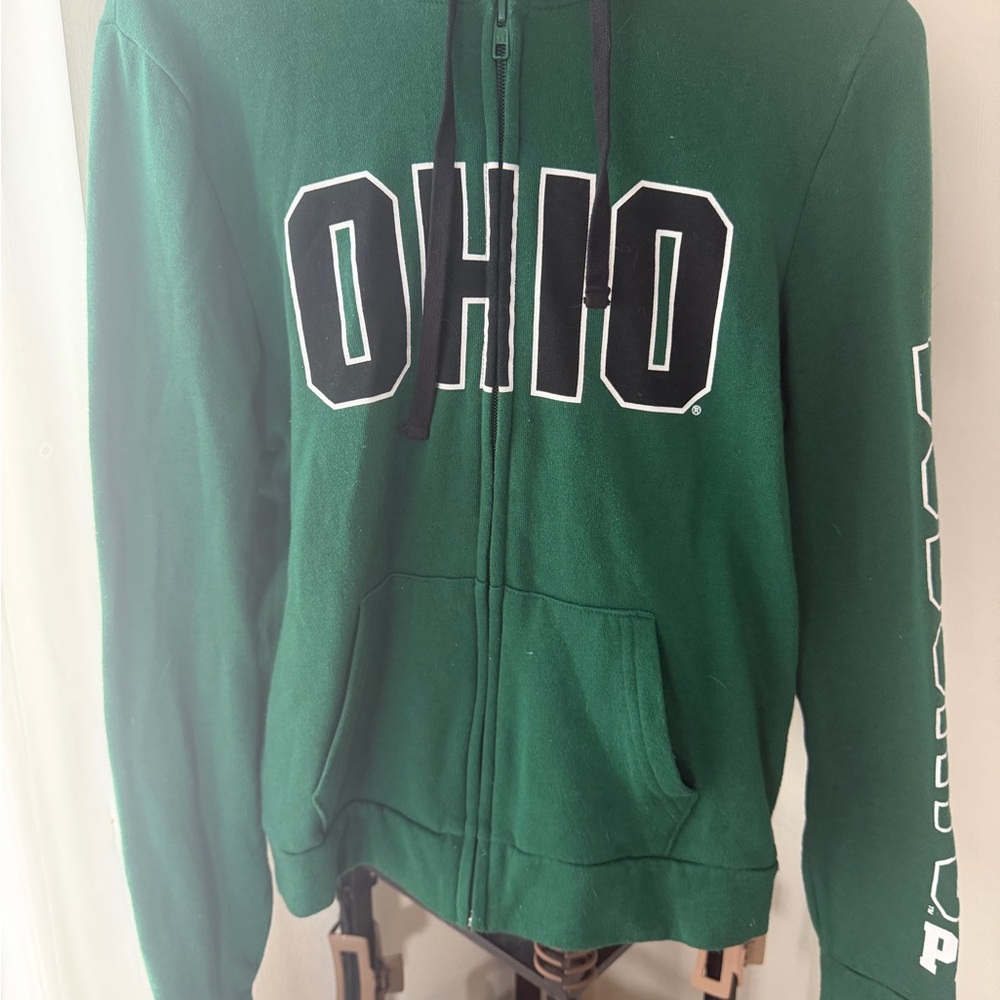Victoria's Secret Dark Green 'OHIO' Zip-Up Hoodie